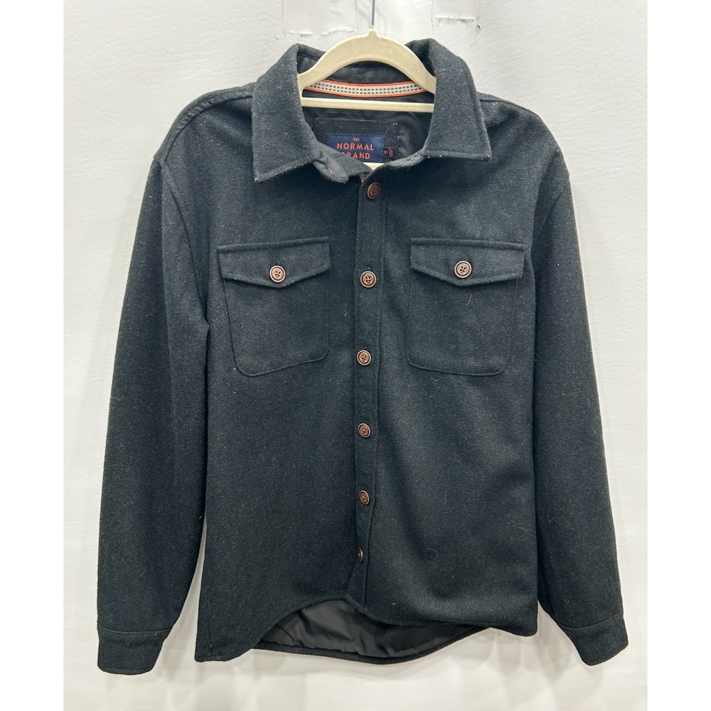 The Normal Brand Brightside Wool Blend‎ Men's Small Black Button Front Jacket